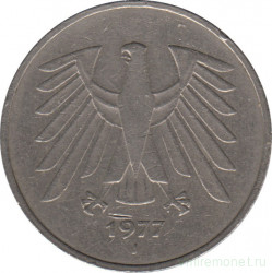 Монета. ФРГ. 5 марок 1977 год. Монетный двор - Гамбург (J).