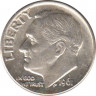 Монета. США. 10 центов 1961 год. Серебряный дайм Рузвельта. Монетный двор D. ав.