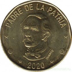 Монета. Доминиканская республика. 1 песо 2020 год.