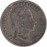 Монета. Австрийская империя. 1/4 флорина 1859 год. Монетный двор V. Новый тип. ав.