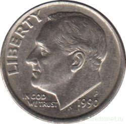 Монета. США. 10 центов 1990 год. Монетный двор P.