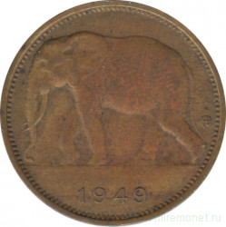 Монета. Бельгийское Конго. 1 франк 1949 год.