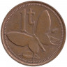 Монета. Папуа - Новая Гвинея. 1 тойя 1975 год.