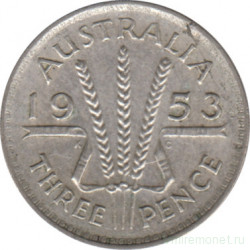Монета. Австралия. 3 пенса 1953 год.