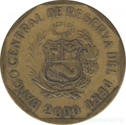 Монета. Перу. 10 сентимо 2000 год.