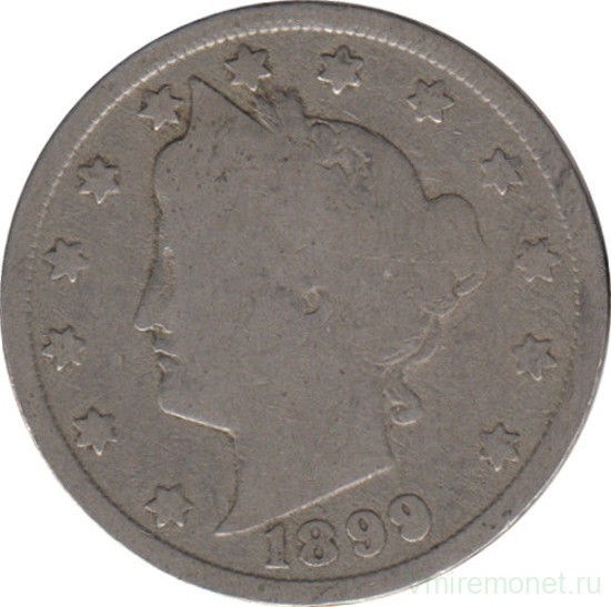 Монета. США. 5 центов 1899 год.