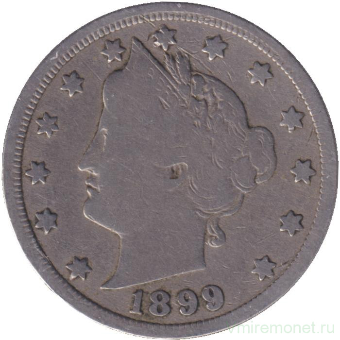 Монета. США. 5 центов 1899 год.