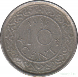 Монета. Суринам. 10 центов 1985 год.