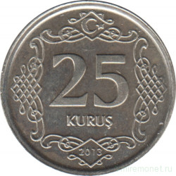 Монета. Турция. 25 курушей 2013 год.