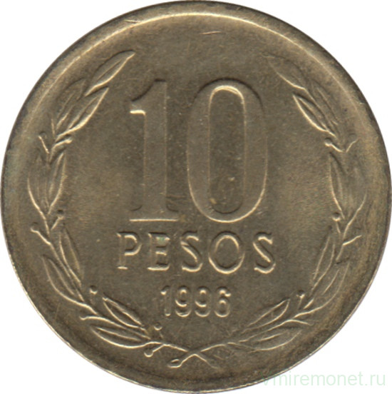 Монета. Чили. 10 песо 1996 год.
