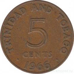 Монета. Тринидад и Тобаго. 5 центов 1966 год.