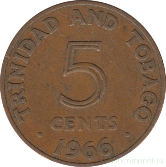 Монета. Тринидад и Тобаго. 5 центов 1966 год.