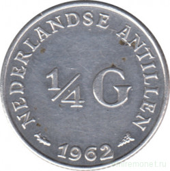 Монета. Нидерландские Антильские острова. 1/4 гульдена 1962 год.