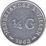 Монета. Нидерландские Антильские острова. 1/4 гульдена 1962 год. ав.