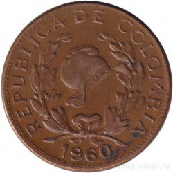 Монета. Колумбия. 5 сентаво 1960 год.