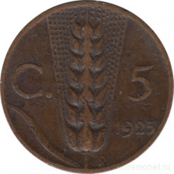 Монета. Италия. 5 чентезимо 1925 год.