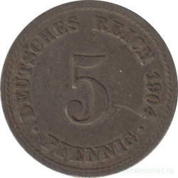 Монета. Германская империя. 5 пфеннигов 1904 год. (А).