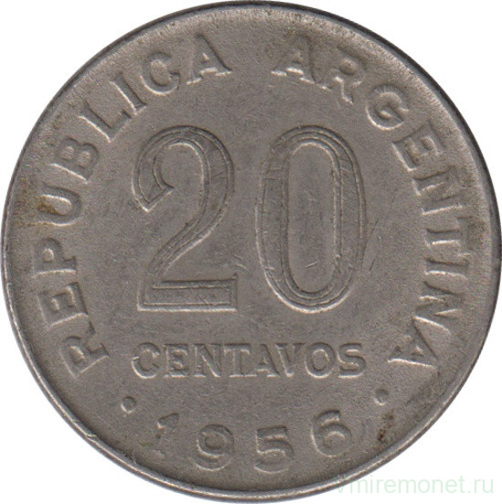 Монета. Аргентина. 20 сентаво 1956 год.