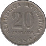 Монета. Аргентина. 20 сентаво 1956 год. ав.