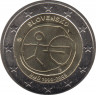 Монета. Словакия. 2 евро 2009 год. 10 лет экономическому и валютному союзу. ав.