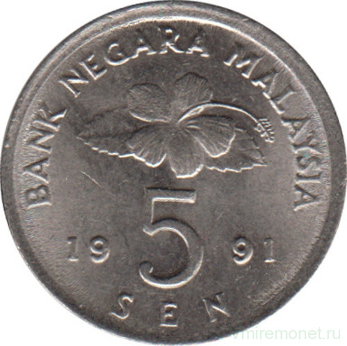 Монета. Малайзия. 5 сен 1991 год.