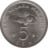 Монета. Малайзия. 5 сен 1991 год. ав.
