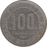 Монета. Экваториальная Гвинея. 100 франков 1986 год. ав.