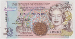 Банкнота. Великобритания. Гернси. 5 фунтов 1996 - 2008 года. Тип 56а.