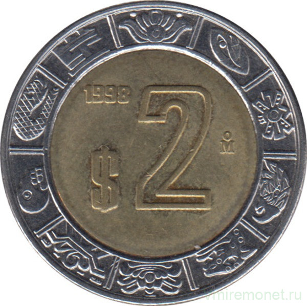 Монета. Мексика. 2 песо 1998 год.