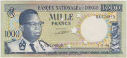Банкнота. Демократическая Республика Конго. 1000 франков 1964 год. Тип 8а.