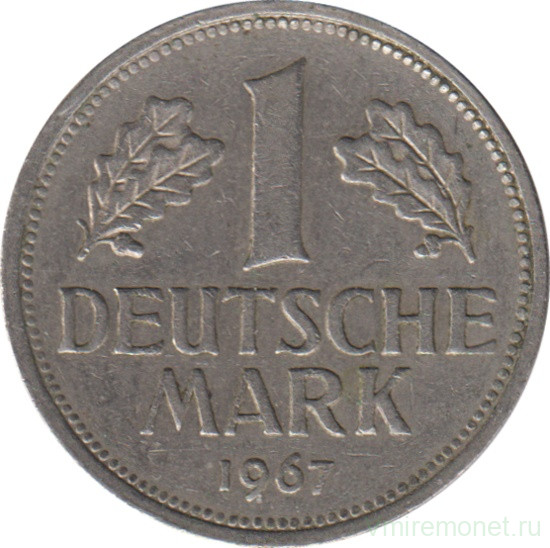 Монета. ФРГ. 1 марка 1967 год. Монетный двор - Мюнхен (D).