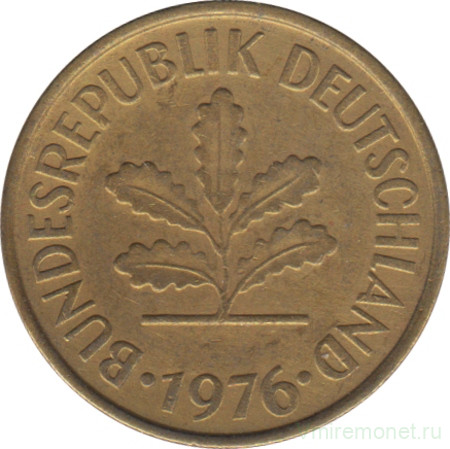 Монета. ФРГ. 5 пфеннигов 1976 год. Монетный двор - Штутгарт (F).