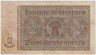 Банкнота. Германия. Веймарская республика. 2 рентенмарки 1937 год. Серийный номер - буква, 8 цифр (красные). рев.
