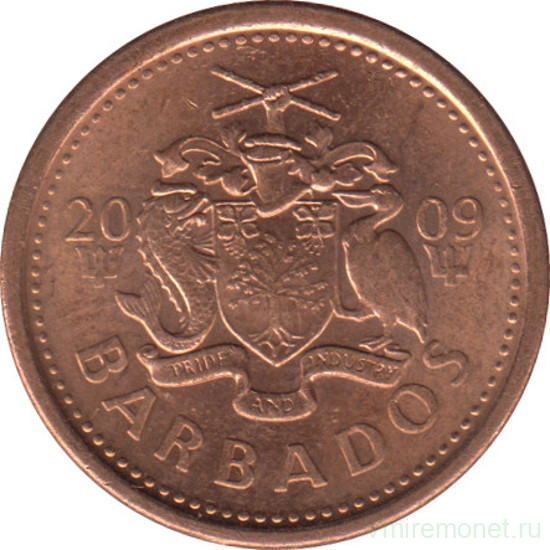Монета. Барбадос. 1 цент 2009 год.