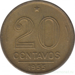 Монета. Бразилия. 20 сентаво 1955 год.