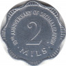 Монета. Мальта. 2 милля 1982 год. 10 лет десятичной системе национальной валюты. рев.