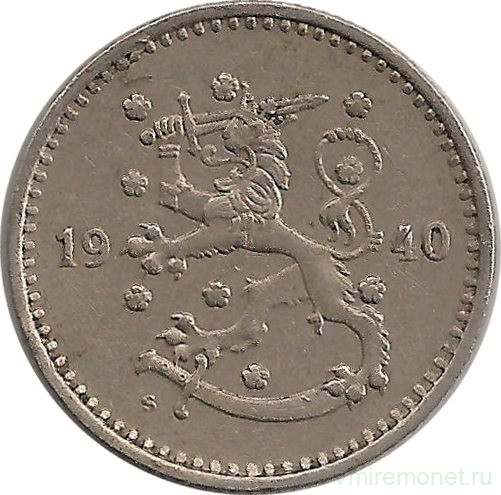 Монета. Финляндия. 1 марка 1940 год. Медно-никелевый сплав.