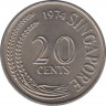 Монета. Сингапур. 20 центов 1974 год. ав.