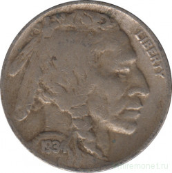 Монета. США. 5 центов 1934 год. Монетный двор D.