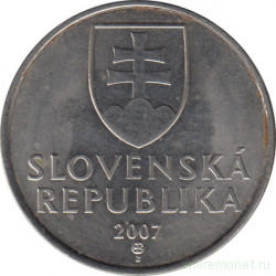 Монета. Словакия. 5 крон 2007 год.