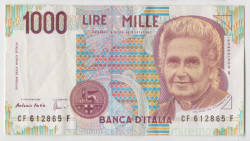 Банкнота. Италия. 1000 лир 1990 год. Тип С.