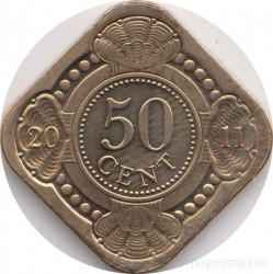 Монета. Нидерландские Антильские острова. 50 центов 2011 год.