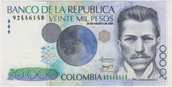 Банкнота. Колумбия. 20000 песо 2009 год. Тип 454u.