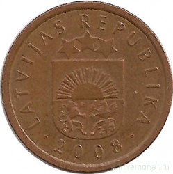 Монета. Латвия. 1 сантим 2008 год.