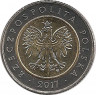 Монета. Польша. 5 злотых 2017 год.