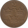 Монета. Швеция. 2 эре 1933 год . рев.