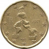 Монета. Италия. 20 центов 2009 год.