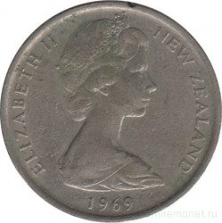 Монета. Новая Зеландия. 5 центов 1969 год.