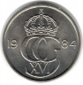 Монета. Швеция. 25 эре 1984 год.