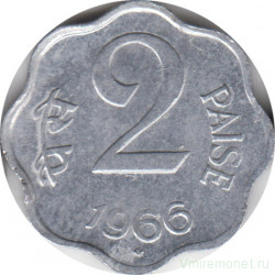 Монета. Индия. 2 пайса 1966 год.